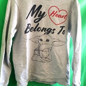 Baby Yoda Gray Crewneck (M) Sweater No Tags Used